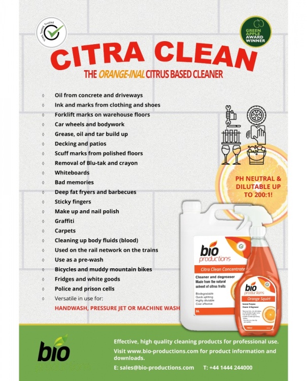 Bio Productions CITRA CLEAN CONCENTRATE - Premium All Purpose Cleaner Degreaser 5 Ltr